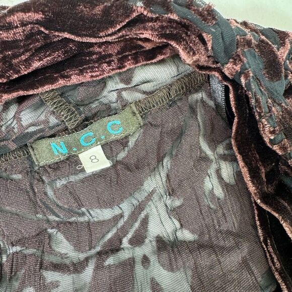 NCC Cardigan Jacket Womens 8 Sweater Crushed Velvet Purple 90s y2k Front Tie - Picture 3 of 7